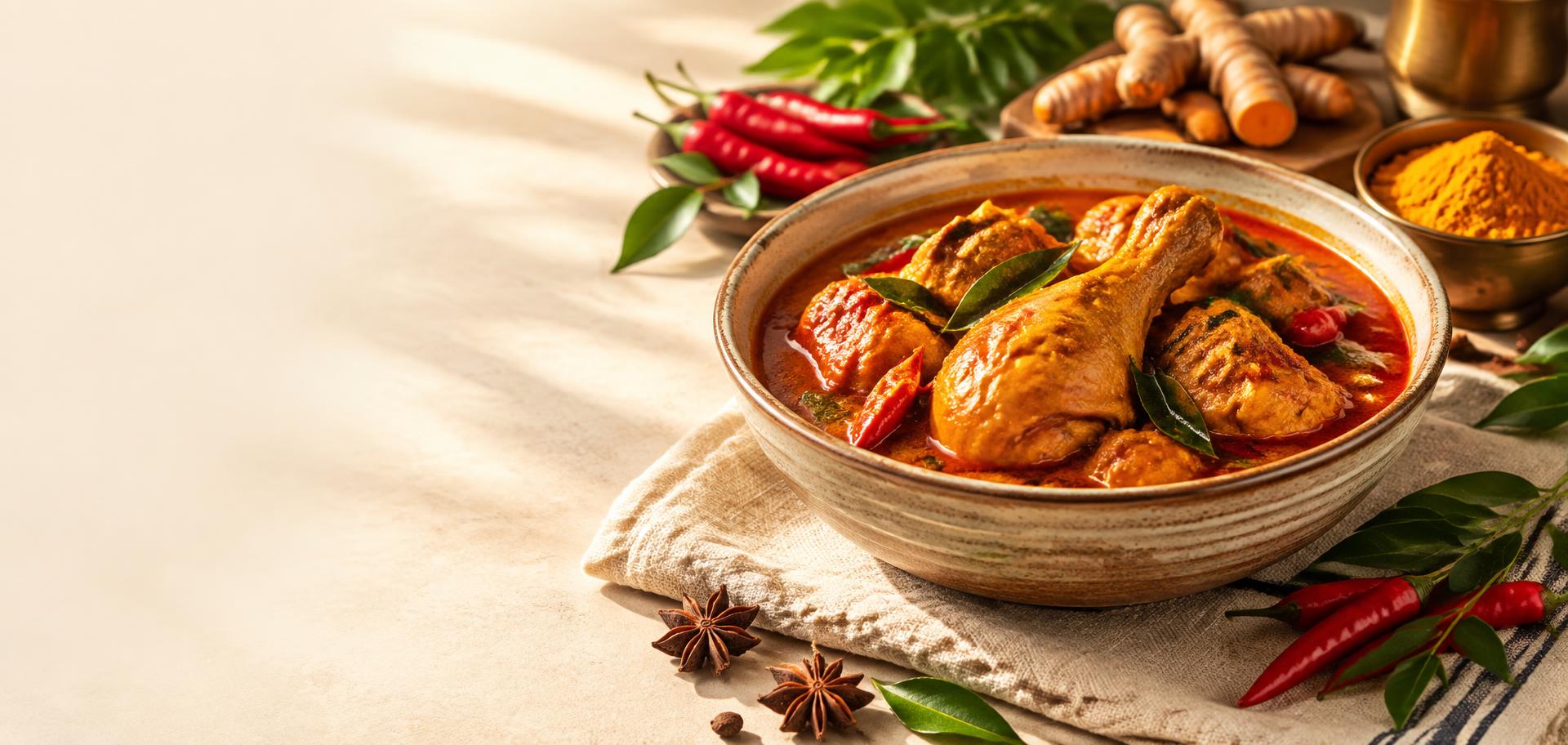 Hidangan kari ayam tradisional Malaysia